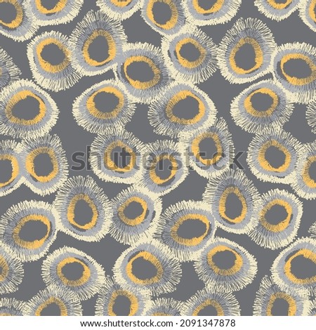 Seamless geometric pattern. Circles. Gray background. Royalty-Free Stock Photo #2091347878