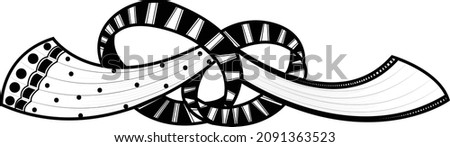 Indian wedding clip art, groom and bride's wedding knot black and white line drawing illustration. Indian wedding symbol of wedding knots. 