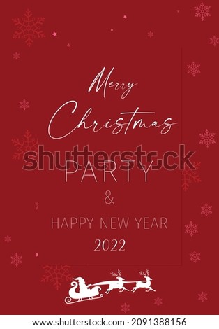  Elegant Merry Christmas and New Year 2022 Card. posters, holiday covers. Xmas Design with beautiful snowflakes in modern line art style on red background. template. can be use for business