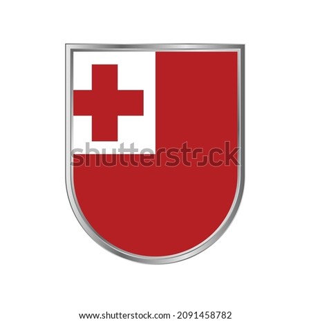 Tonga flag with silver frame vector design