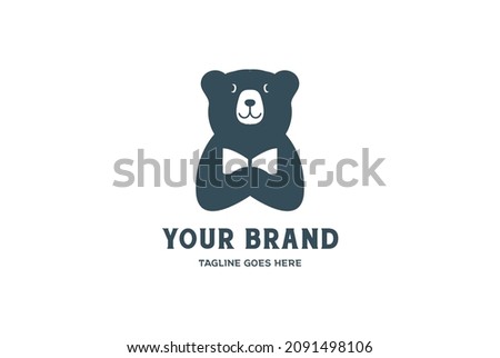 Cute Funny Teddy Bear with Book for Education School Collage Logo Design