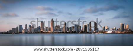 Downtown San Diego California USA long exposure panorama. 