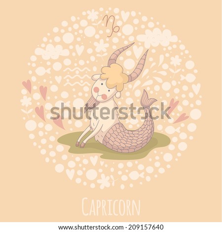 Cartoon illustration of the goat (Capricorn). Part of the set with horoscope zodiac signs. 