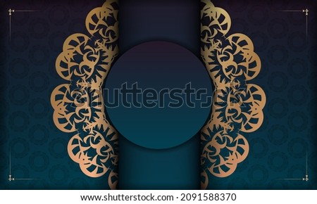 Blue gradient banner with greek gold ornaments and space for logo or text