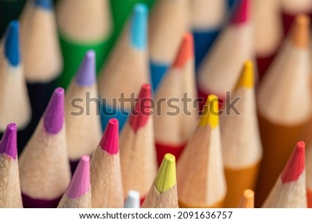 Close up picture of colored pencils. An image with a shallow depth of field.	  