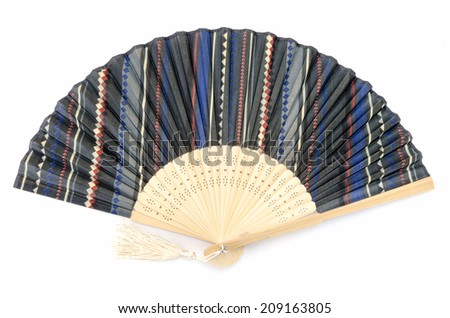 The Japanese folding fan on white background.
