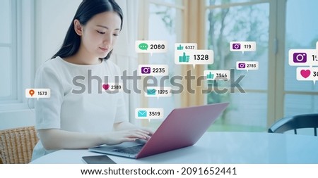 Social networking service concept. App notification.  Royalty-Free Stock Photo #2091652441