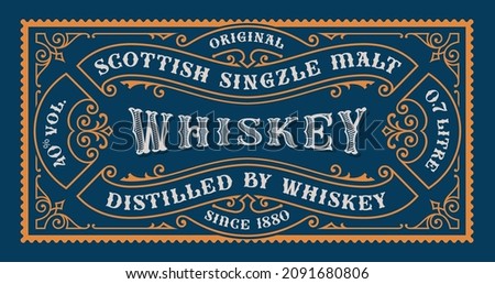 A vintage alcohol label template on dark background