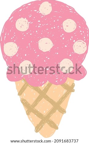 Drawing of the strawberry  ice cream cone
