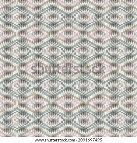 Knit texture vector seamless pattern. Grey, beige, green and pink pastel color knit texture background.