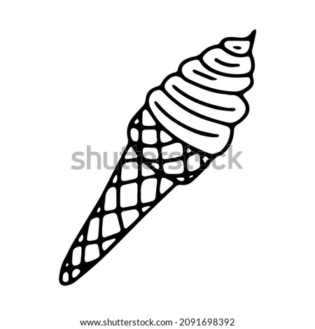 Ice cream in doodle style. Isolated vector.