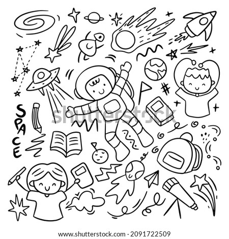 kid's space scribble doodle isolated on white