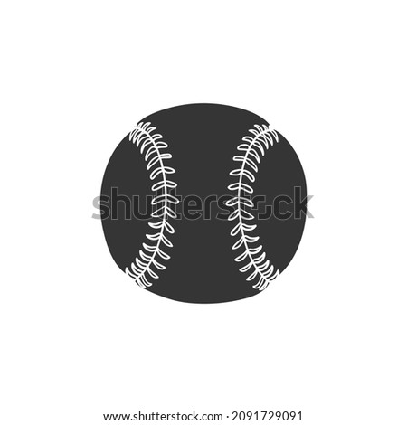 Baseball Ball Icon Silhouette Illustration. Sport Hardball Vector Graphic Pictogram Symbol Clip Art. Doodle Sketch Black Sign.