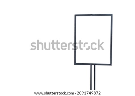 mockup white poster with black frame stand background for show or present promotion product concept, clipping path