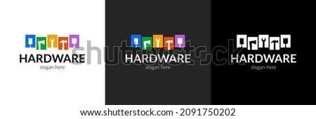 Colorful hardware logo. Vector illustration. Royalty-Free Stock Photo #2091750202
