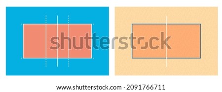 classic and beach VOLLEYBALL sports field markings with lines. Outline VOLLEYBALL playground top view. Sports ground for active recreation. Isolated vector on white background