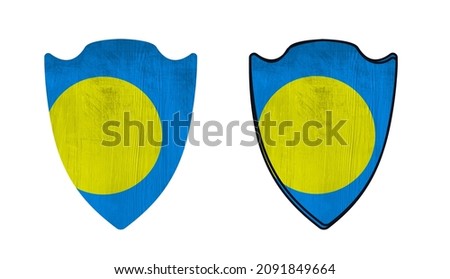 World countries. Shield symbol in colors of national flag. Palau