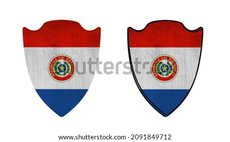 World countries. Shield symbol in colors of national flag. Paraguay