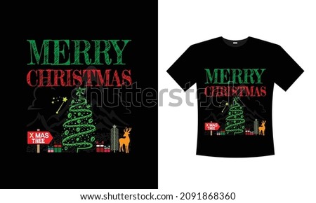 Merry Christmas T-shirt design. Merry Christmas background. Xmas Vector holiday elements. Santa T-shirts design. Vector for printing on tee shirt, cover, postcard. Illustration for clothing  apparel.