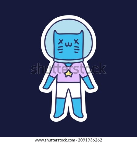 Astronaut cat with death expression. illustration for t shirt, poster, logo, sticker, or apparel merchandise.