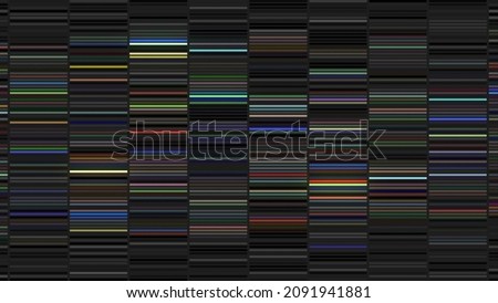 Shimmering horizontal narrow segments, seamless loop. Motion. Blinking colorful stripes in vertical columns.