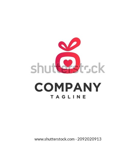 Gift Love Logo Vector, Icon, Emblem, Gift Shop Logo Design Concept, Creative Symbol, unique inspiration