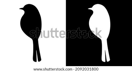 Illustration vector graphic of bird icon. Black and white color. Transparent background. Simple flat image