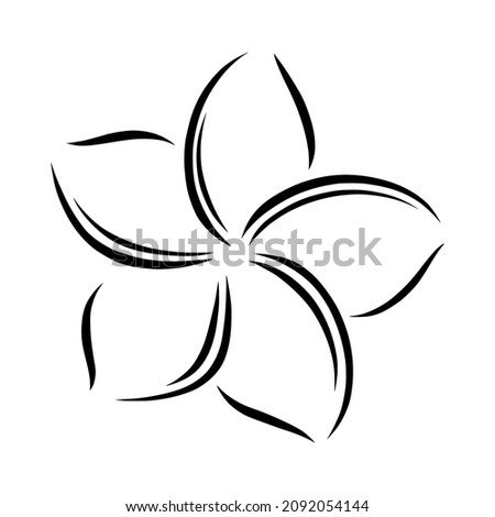 Frangipani or plumeria exotic summer flower. Engraved frangipani isolated in white background. Outline vector illustration Royalty-Free Stock Photo #2092054144