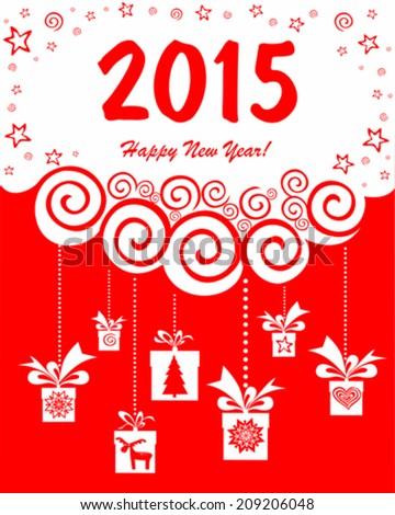 2015 Happy New Year greeting card. Vector Illustration 