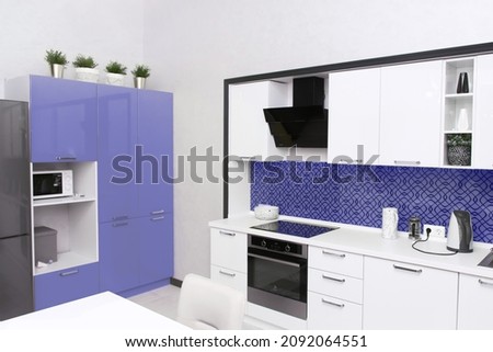 Kitchen interior in violet color, very peri Royalty-Free Stock Photo #2092064551