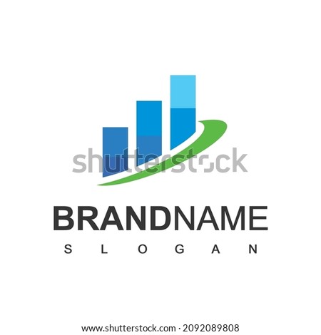Business Logo Design Template With Bars And Chart