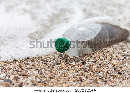 bottle of water on the sand