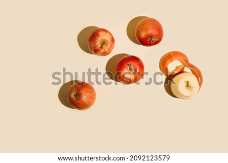 Apples on a light background hipster.Apples on a light background hipster flat  lay