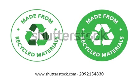 Made with 100% recycled materials vector icon logo badge Royalty-Free Stock Photo #2092154830