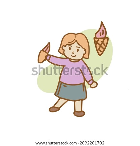 vector cartoon image of girl carrying ice cream
