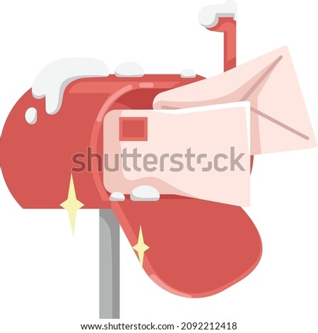 vector red mailbox with letters