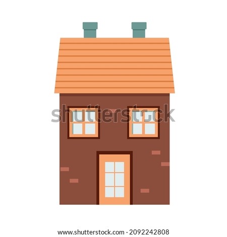 Illustration of hand drawn house on isolated white background.Vector illustration cartoon flat style.
