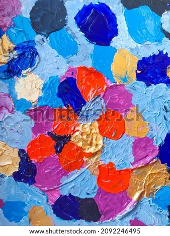 Abstract acrilic painting with bright floral pattern. Beautiful background texture Royalty-Free Stock Photo #2092246495