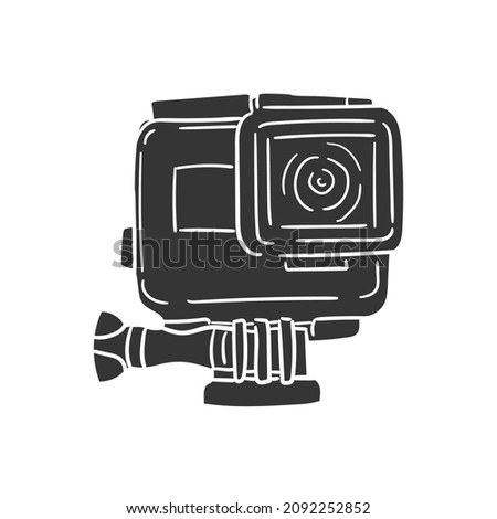 Camera Sport Icon Silhouette Illustration. Digital Action Technology Vector Graphic Pictogram Symbol Clip Art. Doodle Sketch Black Sign. Royalty-Free Stock Photo #2092252852