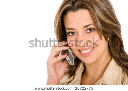 Business woman on the phone isolated over a white background