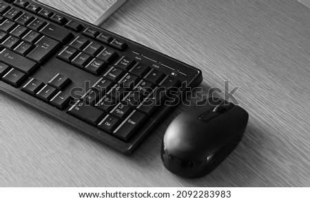office with pc keyboard and mouse on table stock photo 
