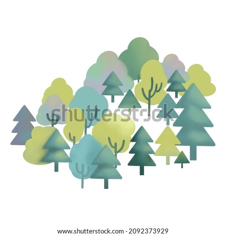 Green forest hand drawn background illustration design great for cards, banners, headers, party posters or decorate your artwork.