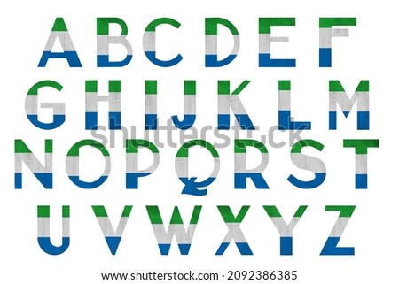 World countries. Universal Latin alphabet in colors of national flag. Sierra Leone