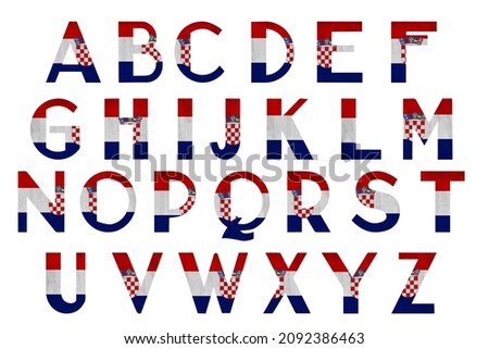 World countries. Universal Latin alphabet in colors of national flag. Croatia