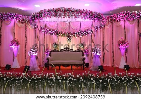 arabian stage decoration with flowers Royalty-Free Stock Photo #2092408759
