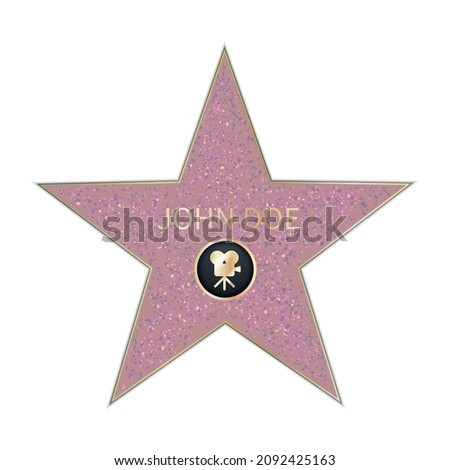 Award medal realistic composition with isolated image of hollywood star with editable name on blank background vector illustration
