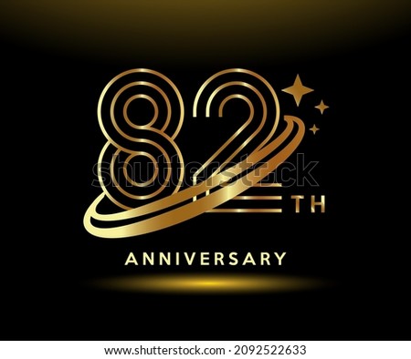 Golden 82 year anniversary celebration logo design inspiration