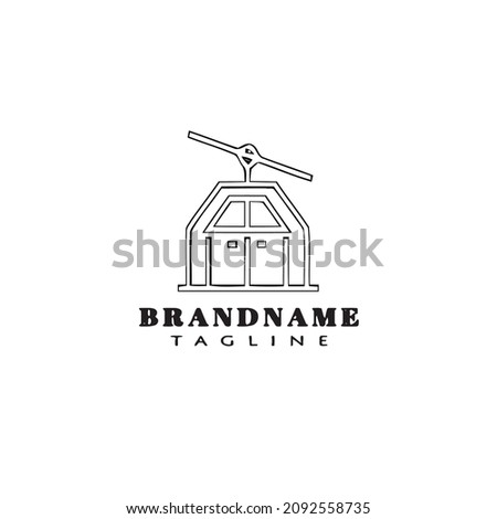 cable car logo cartoon icon flat template black modern isolated vector illustration