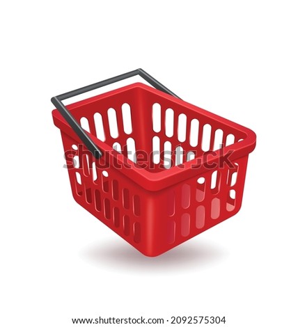 red shopping basket isolated on white background for shopping advertising design,vector 3d for promotion shopping concept design Royalty-Free Stock Photo #2092575304