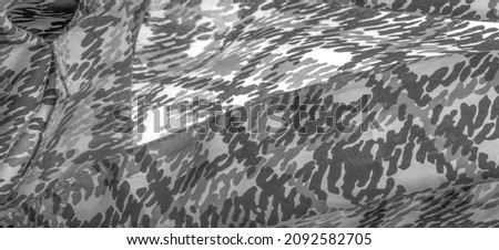 black and white silk fabric, abstraction, copyright print, military camouflage fleece fabric, Background design texture